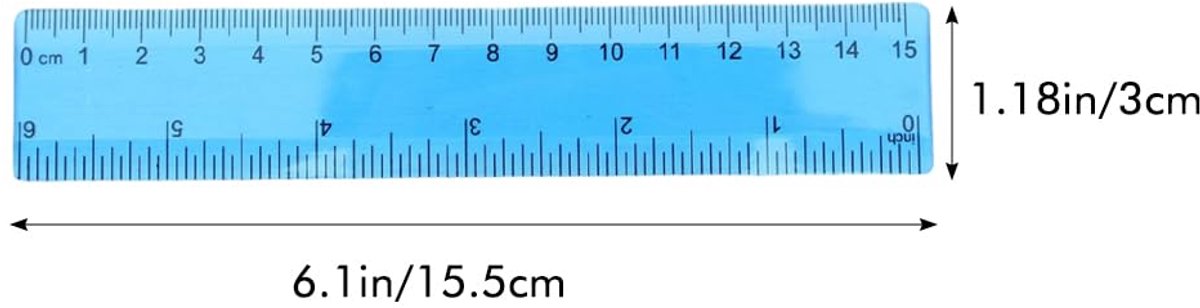 Lot de 10 règles en plastique transparent de 15 cm - Pour enfant - Pour l'école, le bureau, la maison