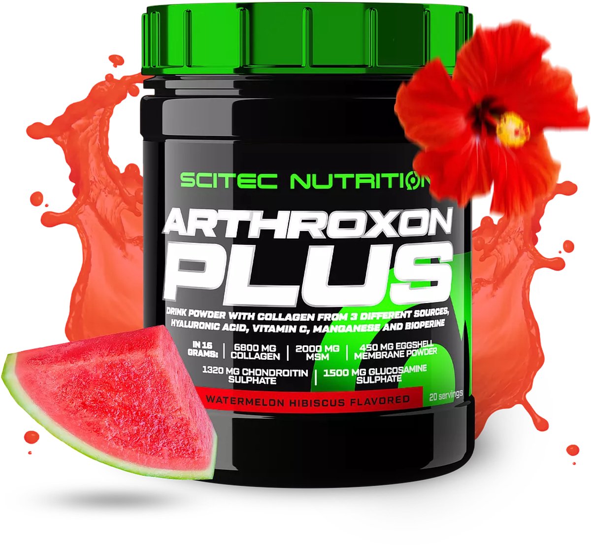 Scitec Nutrition® - Arthroxon Plus (320 gram - Watermelon/Hibiscus) - Watermeloen - 20 doseringen - Collageen poeder - MSM - Hyaluronzuur - Chondroïtine - supplement