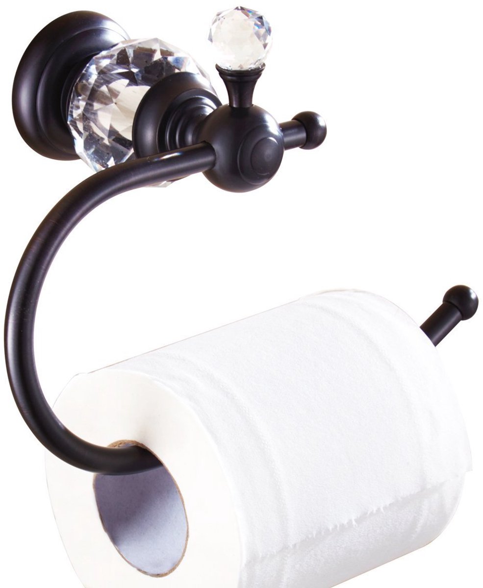 Nokozan Luxe Kristallen Toiletrolhouder Wandmontage Toiletrolhouder Toiletrolhouder Messing Oliegewreven Brons Zwart
