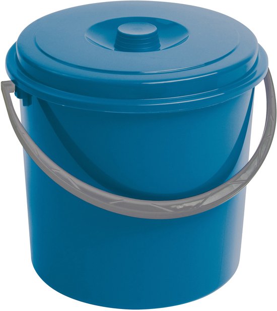 Curver - Seau avec couvercle 10L - Poignée confortable - Bleu, 235232