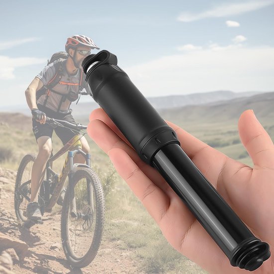 Fietspomp-fietspomp klein-fietspomp mini-2-delige fietsbandenpomp - Fietsminipomp - Voor racefietsen, mountainbikes en BMX-fietsen - Inclusief montageset - Zwart-19.5x3cm — afbeelding 4