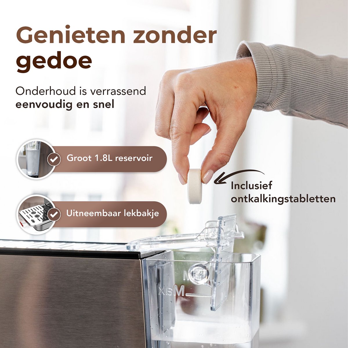 LunaSea's RVS Pistonmachine - Espressomachine - 20 Bar - afbeelding 3