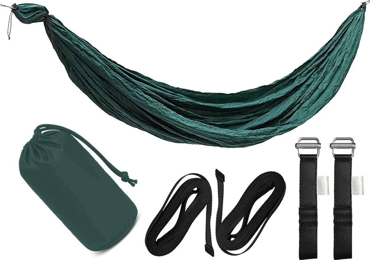 Triplander Classic Combi - Hangmat - Groen - 490 Gram - 300 Kilo Draagkracht - Inclusief Quick Drag Systeem van 350cm