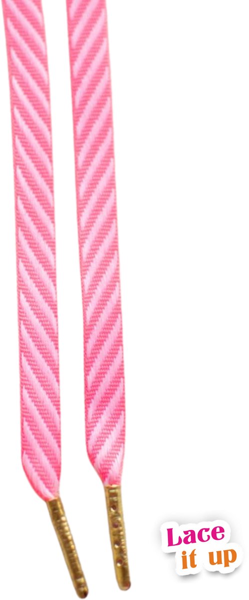 Veters plat - fuchsia gestreept - 120cm veters voor wandelschoenen, werkschoenen en meer