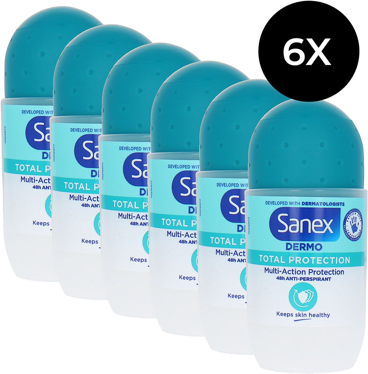 Sanex Dermo Total Protection Deo Roller - 6 x 50 ml
