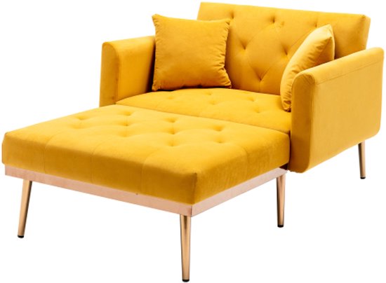 Opvouwbare fauteuil – verstelbare rugleuning – geel