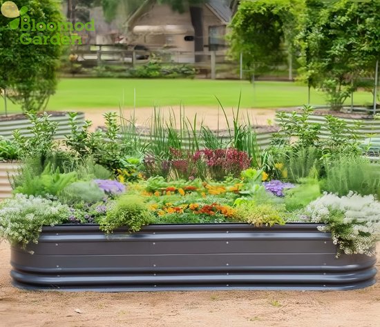 Bloomod Garden 43 cm de haut – Jardinière surélevée modulaire 9 en 1 – Taille moyenne – Jardinière en métal pour potager – Set de jardinières à monter soi DIY