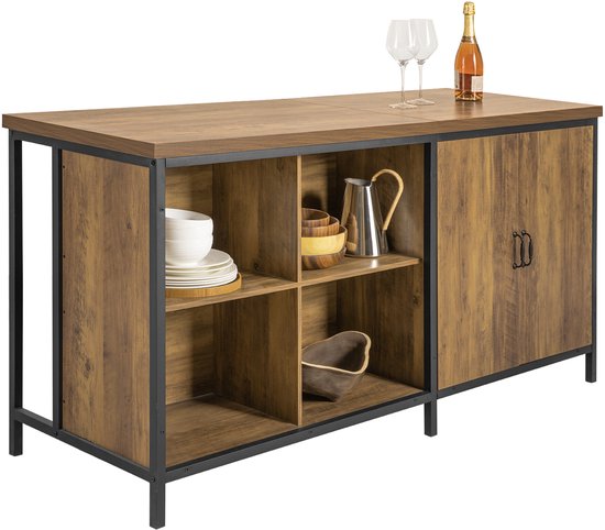 Meuble de cuisine SoBuy KNL01- F - Buffet en métal marron avec Roues et 4 compartiments