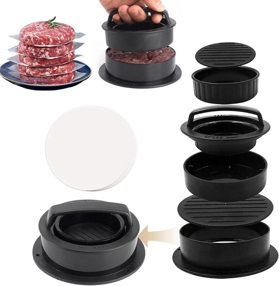 GRÄWE Burgerpers Met 50 Vellen Bakpapier, Hamburgerpers, Set Van Gegoten Aluminium Voor Lekkere Hamburgers Patties Bbq Antiaanbaklaag 661516261