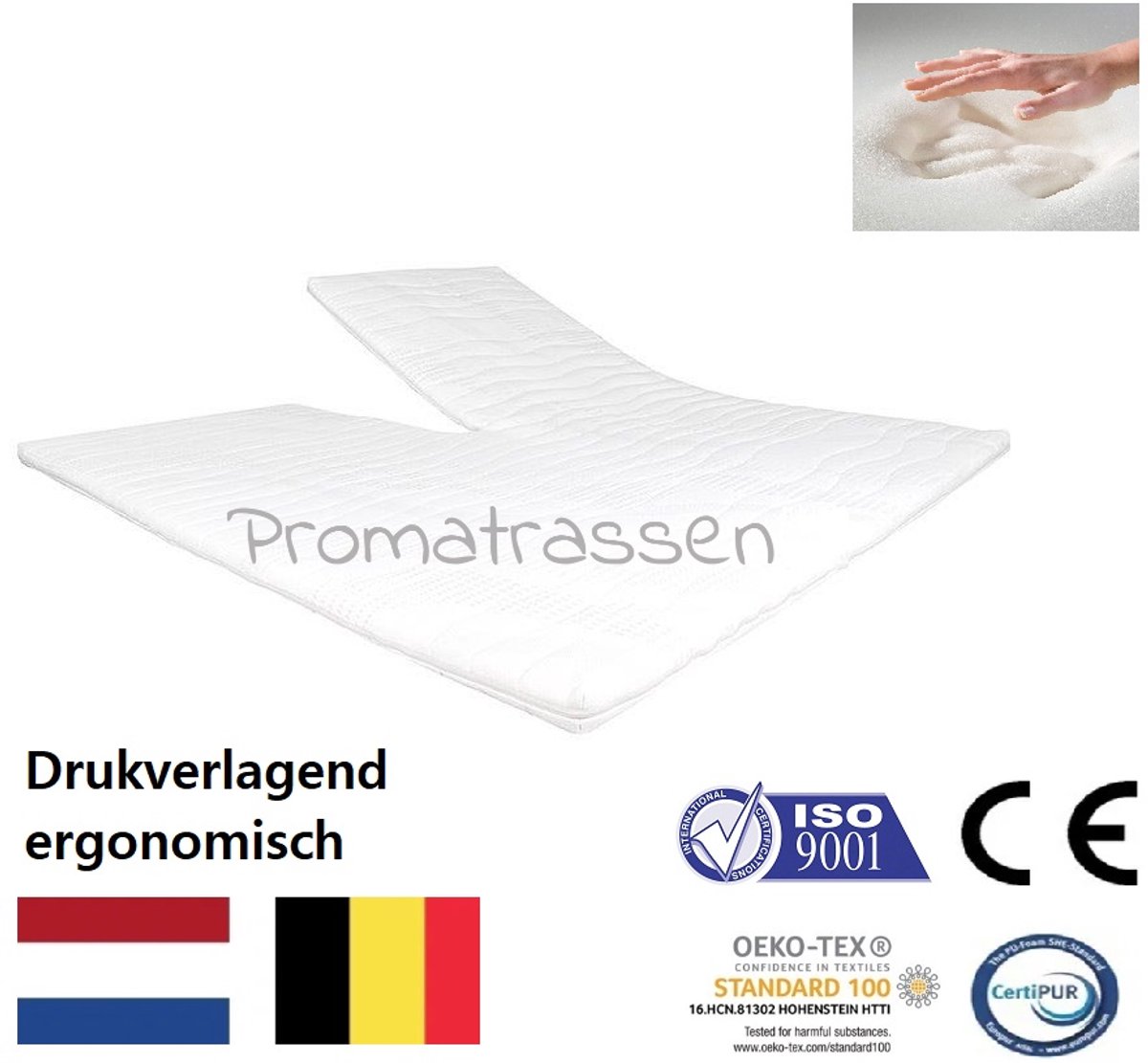 Splittopper- Splittopdek Matras - Splittopper Nasa/Visco - Traagschuim – 160x200 - 10 cm Dik