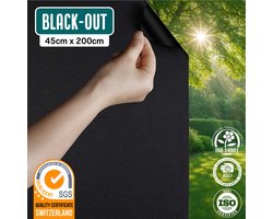Homewell Verduisteringsdoek 45x200cm - Raamfolie Verduisterend - 100% Blackout - Anti Inkijk, Isolerend en Zonwerend - Herbruikbaar - Statisch – Zwart