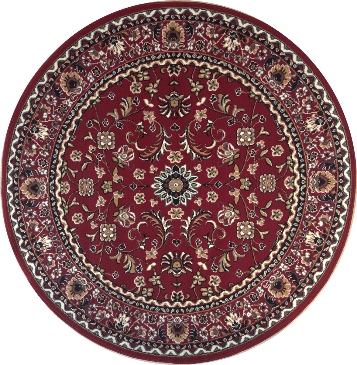 Klassiek Rood Oosters Rond Vloerkleed – Nain Collectie - Traditioneel Vintage Tapijt- 200 CM Ø
