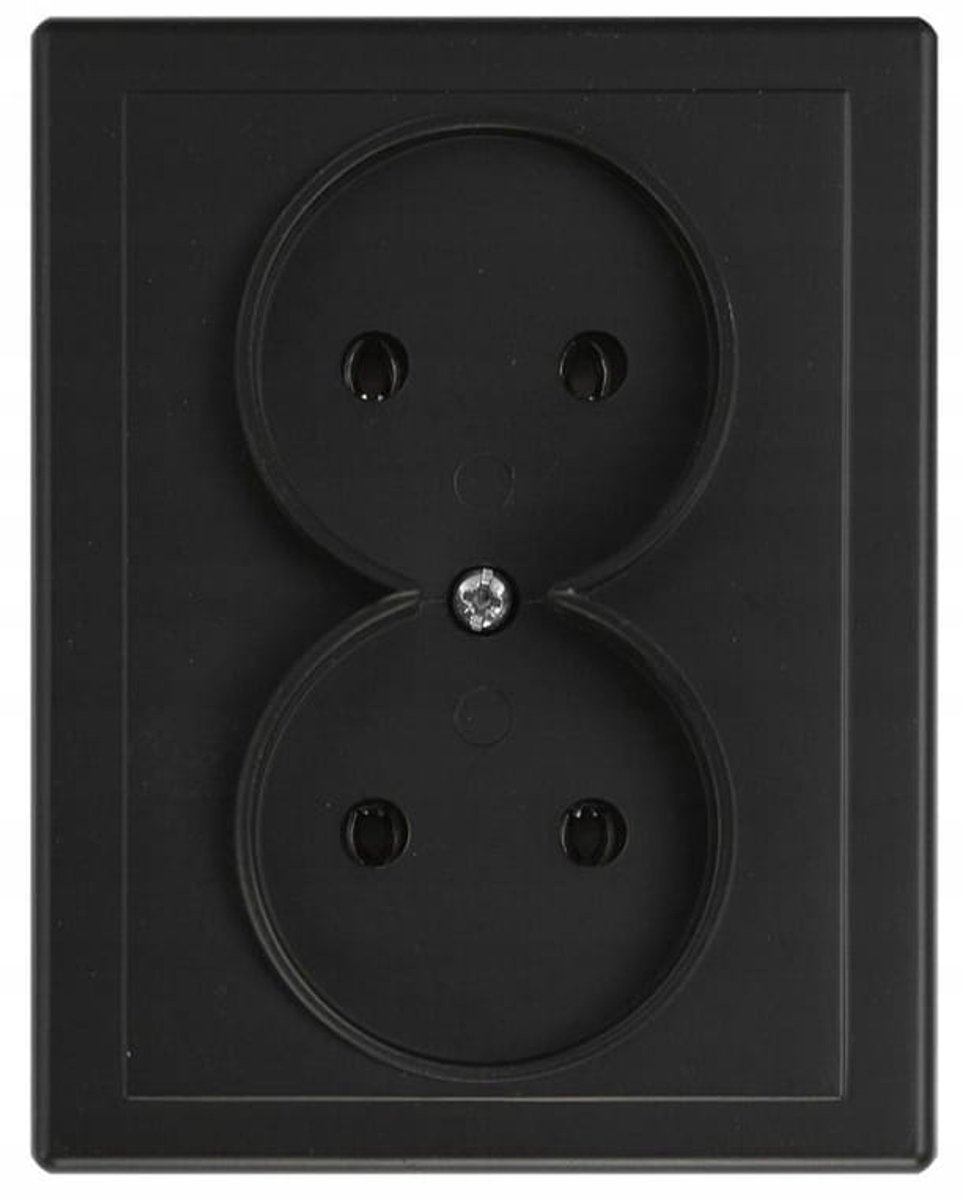 Duwi Jowisz Serie - Dubbel Stopcontact Zonder Aarding - IP20 - 16A - Onder Putz - Zwart Mat