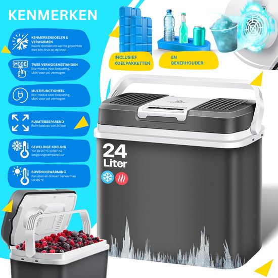 DailySupplies® Koelbox Elektrisch 12v 230 Volt - Cooler Auto en Camping - Frigobox - 24L van DailySupplies — afbeelding 4