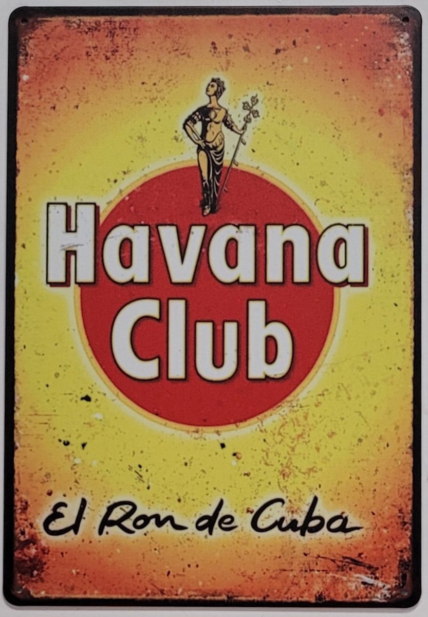 Havana Club Rum verticaal Reclamebord van metaal METALEN-WANDBORD - MUURPLAAT - VINTAGE - RETRO - HORECA- BORD-WANDDECORATIE -TEKSTBORD - DECORATIEBORD - RECLAMEPLAAT - WANDPLAAT - NOSTALGIE -CAFE- BAR -MANCAVE- KROEG- MAN CAVE