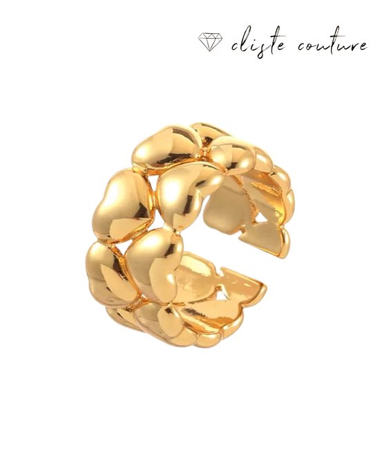 Cliste Couture - Gloria Ring - Plaqué or 18 Gold - Ajustable - Bagues femme - Bijoux - Ring femme - Couleur or
