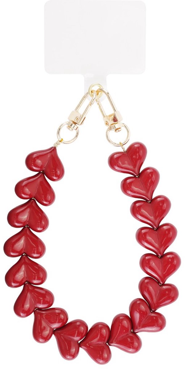 telefoon koord - red - mobiel koord hart- phone cord hearts rood, donkerrood