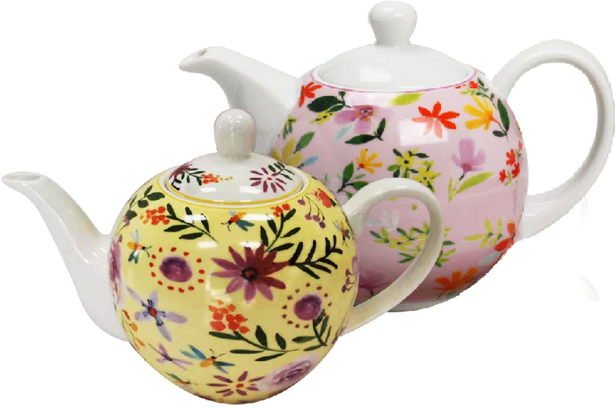 Theeïe Roze in Porselein - Flowers - Theepot