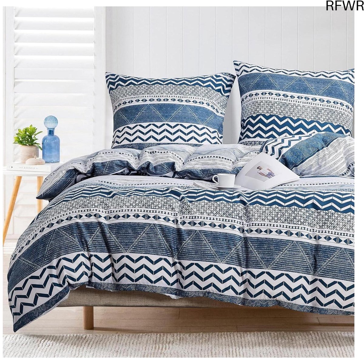 RFWR Geometrisch Beddengoed Set 155 x 220 cm - Zacht Microvezel Dekbedovertrek met Ritssluiting zie foto