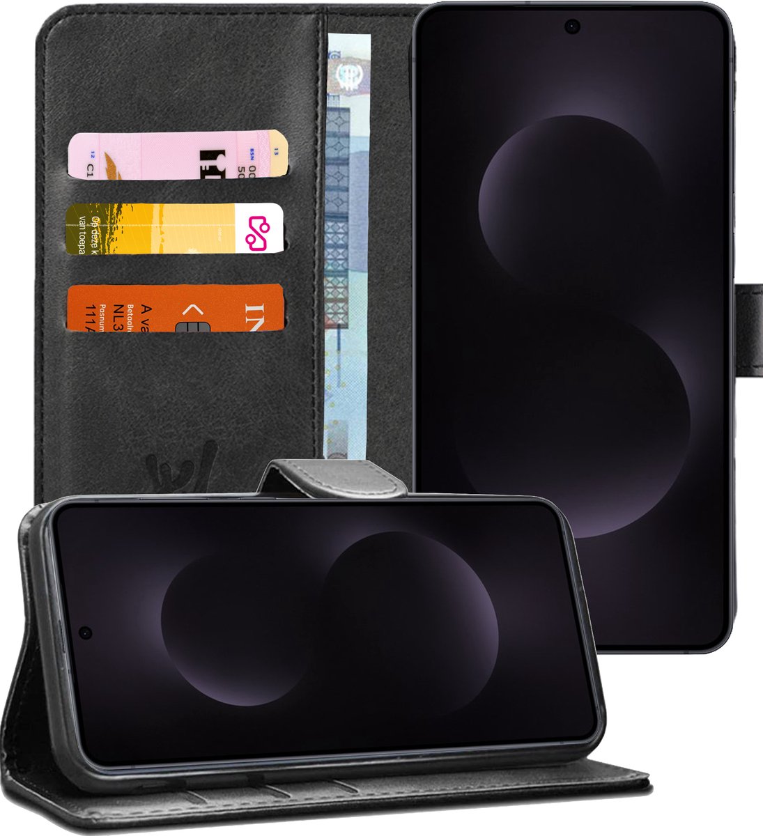 Hoesje geschikt voor Samsung Galaxy S25 Edge - Portemonnee Book Case Zwart