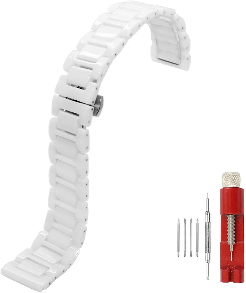 Allecto Premium - Keramische horlogeband met snelspanner en vlindersluiting - Reserveband voor heren en dames - Geen edelsteen - 20 mm 22 mm - Armband met roestvrijstalen sluiting