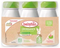 Babybio Groei met Franse Koemelk 3 van 10 Maanden tot 3 Jaar Biologisch 6 x 25 cl Flessen