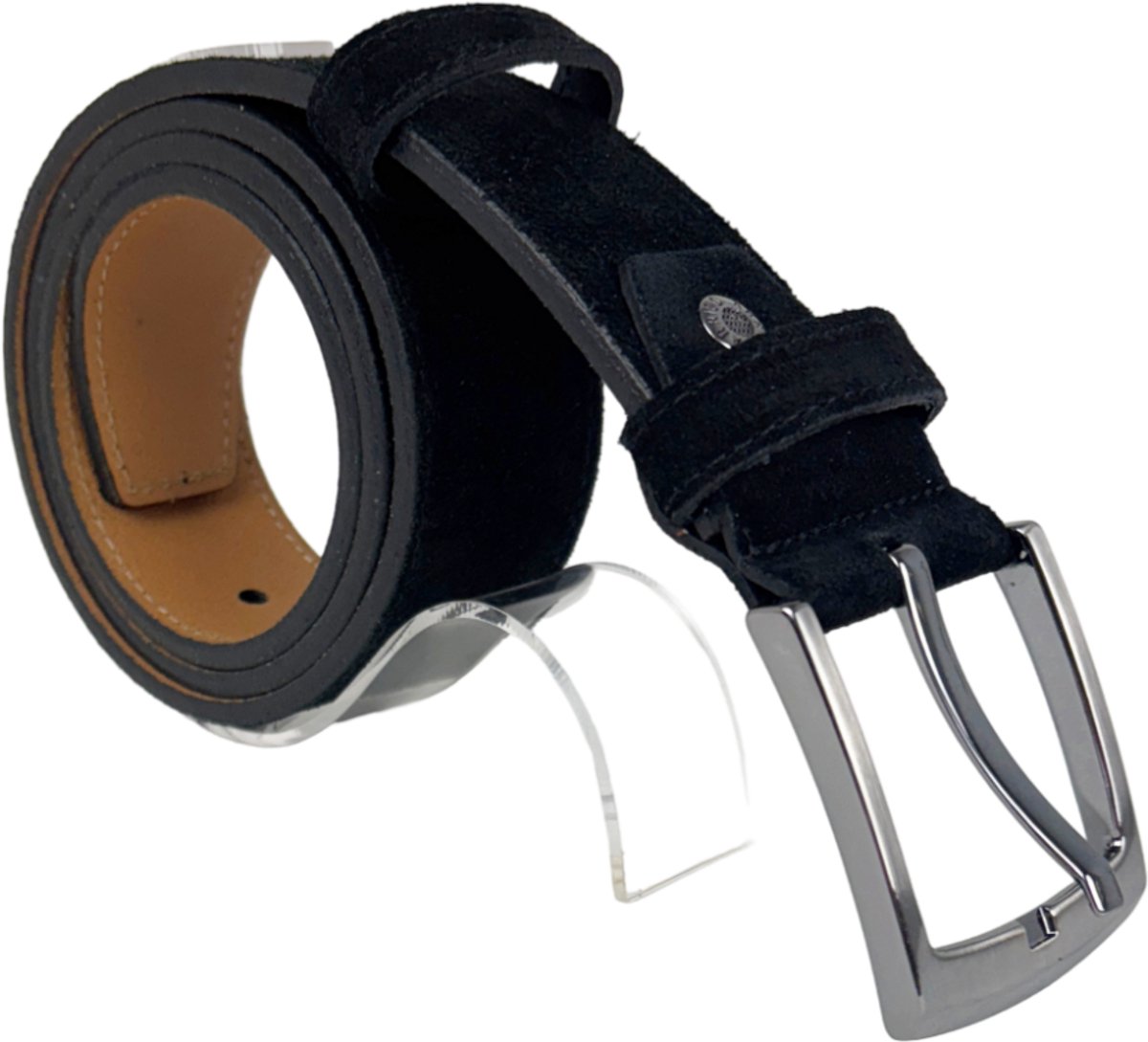 Arrigo S133 - Riem Heren - Riem Dames Zwart Suede Leer - 4.5 cm breed - 115 cm (taille tot 90 cm)