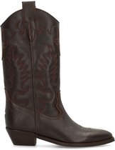 Sacha - Dames - Bruine leren cowboylaarzen met sierstiksels - Maat 40