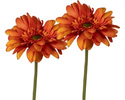 Viv! Home Luxuries Gerbera - 2 stuks - zijden bloem - oranje