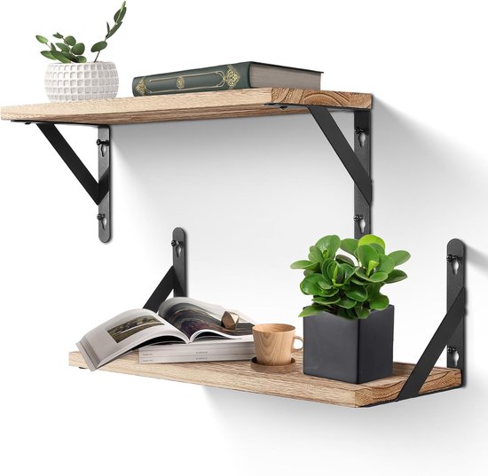 MILUKA Wit wandrek, zwevend rek met 2 wandafstanden van 50 cm, wandrek voor woonkamer, slaapkamer, hal, keuken, kantoor enz., wit metalen rek, 2 stuks