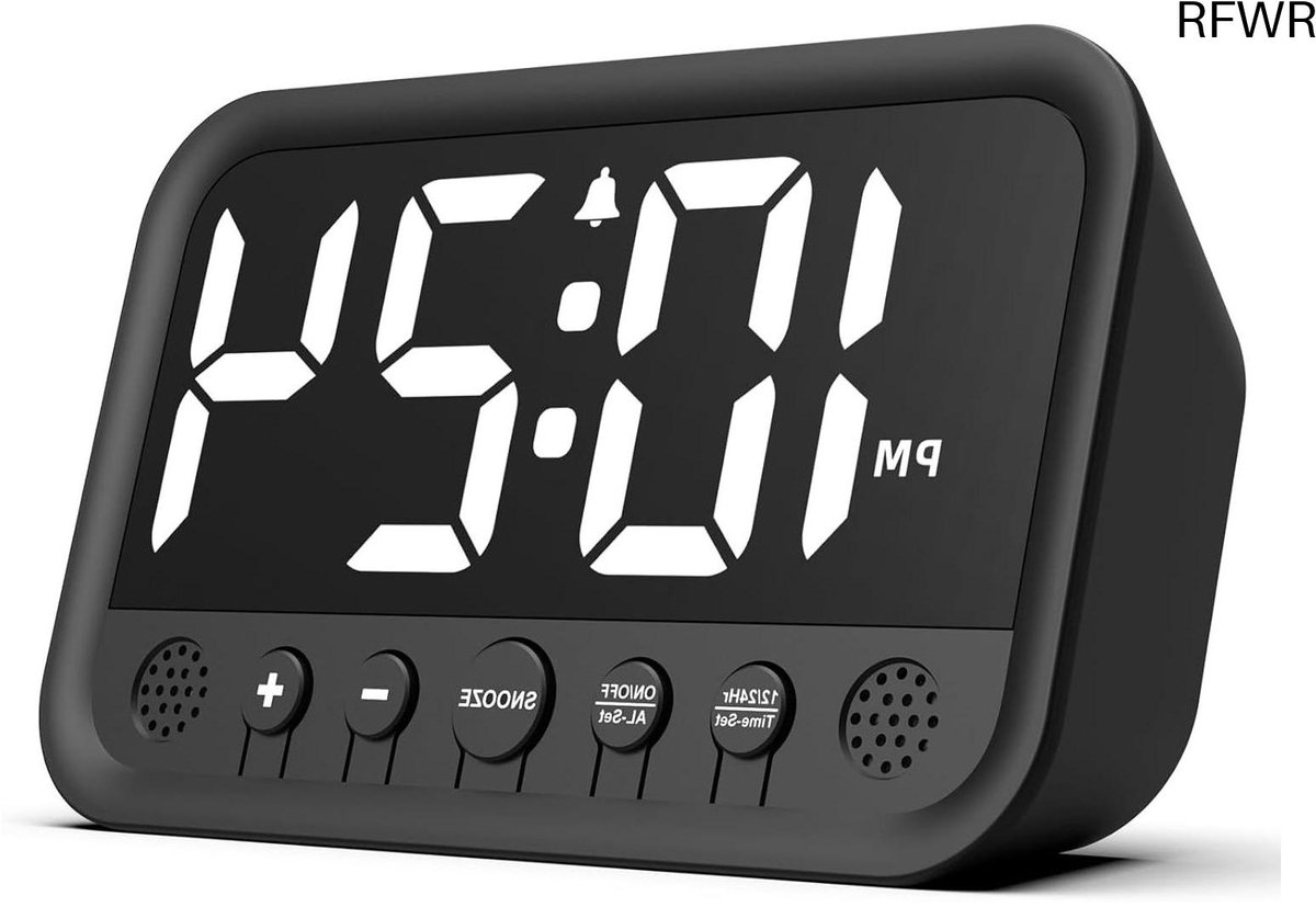 RFWR® Digitale wekker met grote cijfers en LED-display – instelbare helderheid en volume, snooze functie, 12/24 uur functioneren