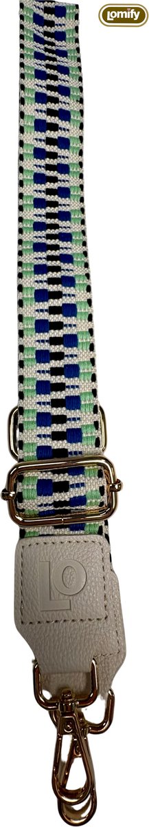 Lomify Pattern Strap Zigzag Wit & Mint & Blauw & Zwart universeel telefoonkoord / Lanyard / phone strap met verstelbare schouderhals 80cm - 130 cm