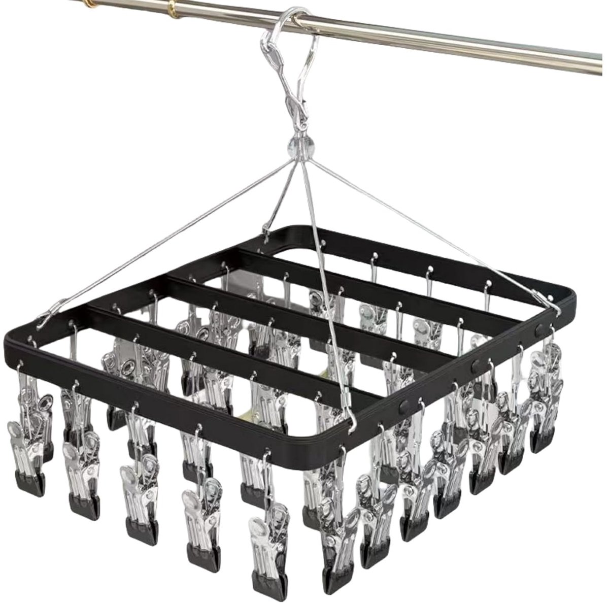 Stevige kledinghanger voor sokken - ruimtebesparend - 36 clips - metaal