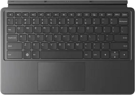 Detail van een zwart toetsenbord voor een Lenovo tablet, met touchpad.