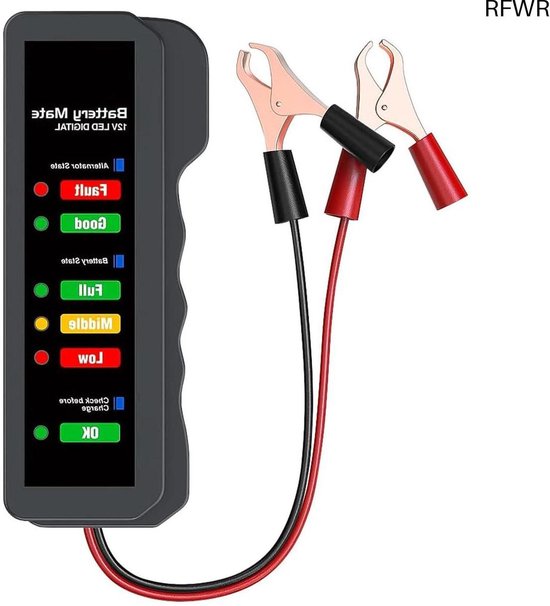 RFWR® 12V Auto Accutester en Dynamotester - Accu- en Laadsysteem Analyzer met LED-Indicatie