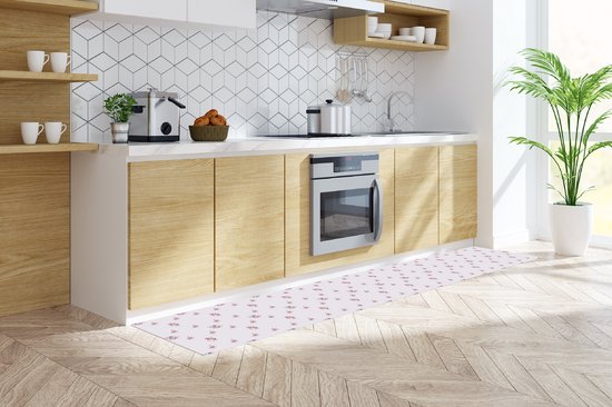 Keukenloper 360x60 cm - Keukenmat vinyl Patroon - Rozen - Bloemen - Keukenmatten loper - Keuken vloerkleed tapijt