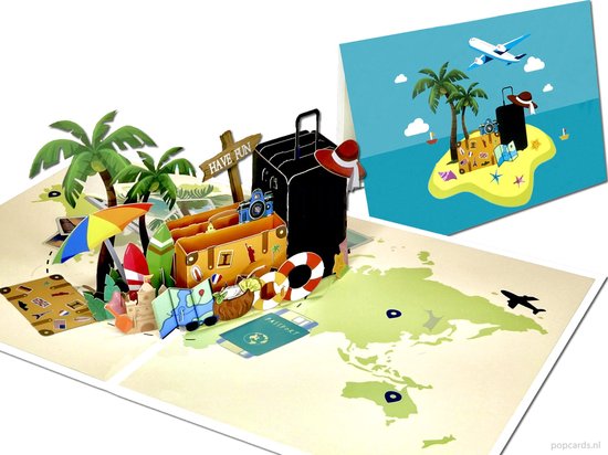 Popcards pop-up kaarten -Goede Reis! Pop-up kaart Vakantie Avontuur Wereldreis Vliegen Vliegtuig Popcards 3D Wenskaart