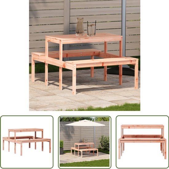 vidaXL Buitentafel - Picknicktafel - Picknicktafel 110x134x75 cm massief douglashout - Houten Tafel - Douglas Hout - Tuinmeubel