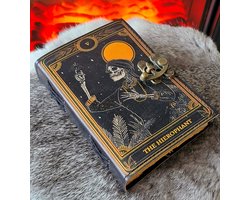 Leren Notitieboek The Hierophant 18x13cm - Grimoire Leren Notitieboek The Hierophant - Leren Journal The Hierophant - Leren Dagboek The Hierophant - Leather Journal The Hierophant - (lxbxw) ca. 18cm x 13cm x 4cm