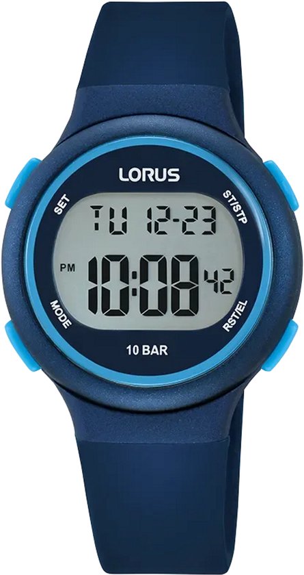 Lorus Digitaal en Waterdicht Kinderhorloge R2337QX9 Blauw 32mm