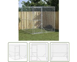 vidaXL Buitenverblijf - Hondenkooi - Hondenkennel voor buiten 2x2x2 m gegalvaniseerd staal zilver - Hondenhok - Metalen Hondenkooi - Galvaniseerde Hondenkennel