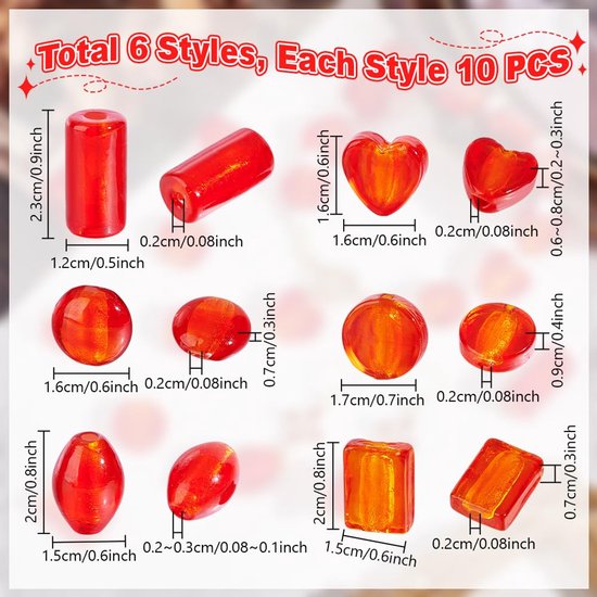 Stiesy 100Pcs Bloemvormige Kralen Handgemaakte Lampwork Glas Kralen Transparante Bloemen Spacer Kralen voor DIY Ambachten Armband Ketting Sieraden Maken