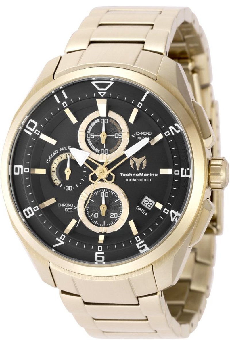 TechnoMarine OCEAN - QUANTUM TM-318120 Heren Horloge - Waterdicht - Analoog - Quartz Uurwerk - Roestvrij Staal met zwarte Wijzerplaat - 44mm