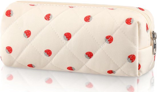 Foto: Etui etui meisjes aardbeien etui leuke fruit etui zachte katoenen opbergtas prachtig patroon cadeau make up tas dames cosmetische reistas