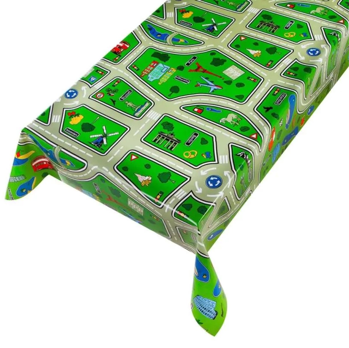 2LIF Maatwerk tafelzeil – Highway Europe Multi – autowegmotief – 140 cm breed – per meter aaneengesloten – tafelkleed – decoratief zeil – speelzeil voor kinderen