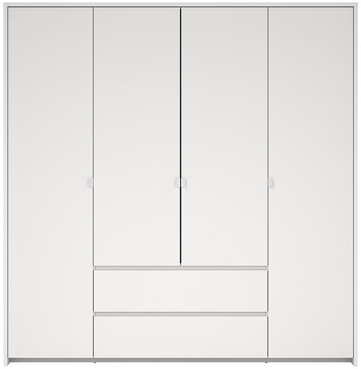 Tvilum Next kledingkast 4 deuren 2 lades 197x200cm wit.