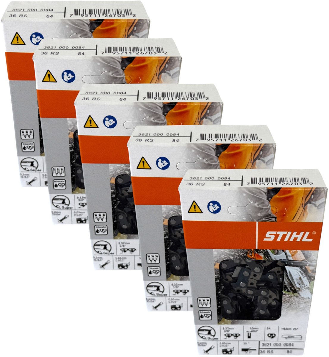 Stihl 5x 3/8" Rapid Super (RS) zaagketting 63 cm 3/8" 1.6 mm 5 stuks ( 5x 36210000084 )