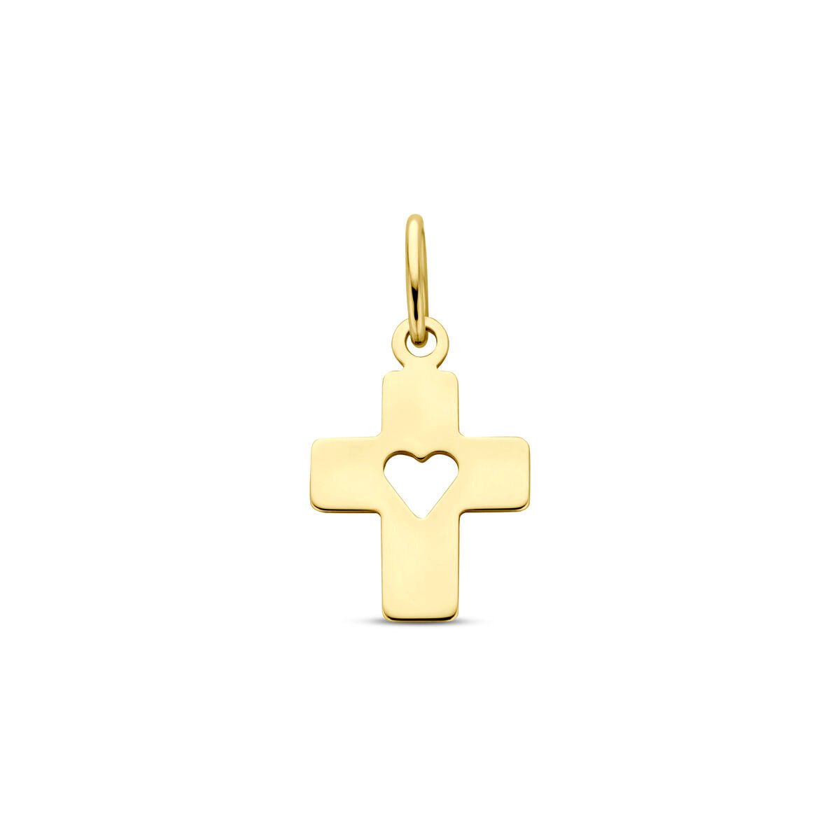 14K geelgouden hanger kruis en hartje 18 mm - 4034255
