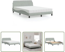 vidaXL Fluweel Bed - Slaapcomfort - Bed met matras Dover fluweel lichtgrijs 120x200 cm - Tweepersoonsbed - Boxspring Bed - King Size Bed