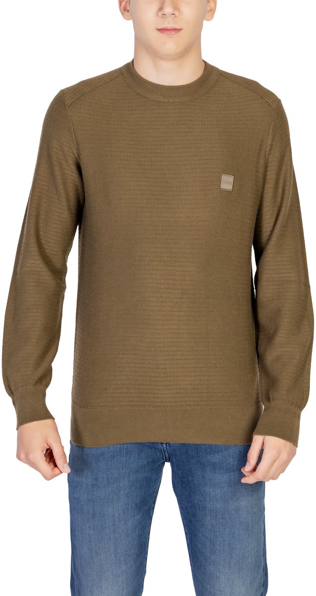 Pull Tricoté BOSS Homme - 95% Coton, 5% Cachemire - Couleur Open Green341 - Manches Longues